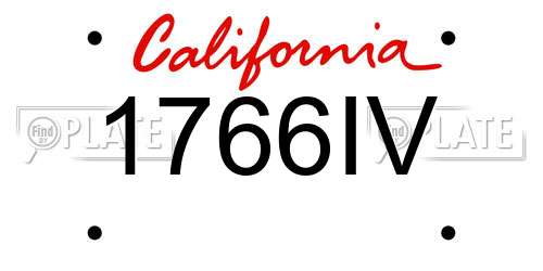 1766IV California License Plate