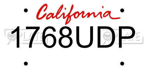 1768UDP California License Plate