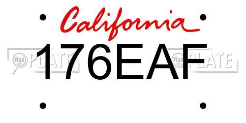 176EAF California License Plate