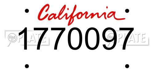 1770097 California License Plate