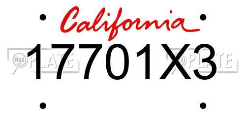 17701X3 California License Plate