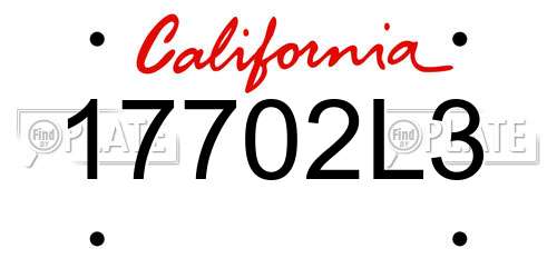 17702L3 California License Plate