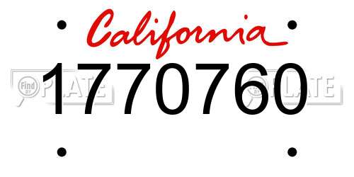 1770760 California License Plate