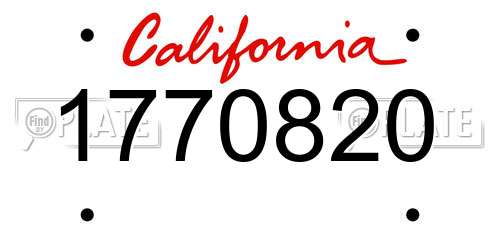 1770820 California License Plate