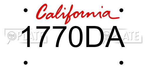 1770DA California License Plate