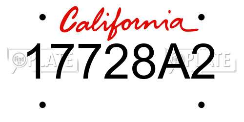 17728A2 California License Plate