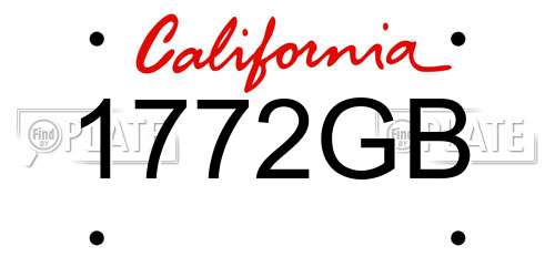 1772GB California License Plate