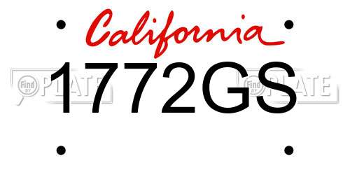 1772GS California License Plate