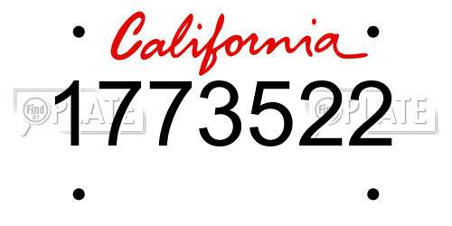 1773522 California License Plate