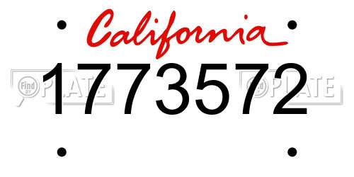 1773572 California License Plate
