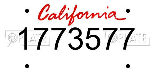 1773577 California License Plate