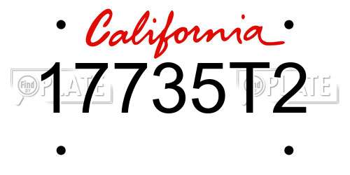 17735T2 California License Plate