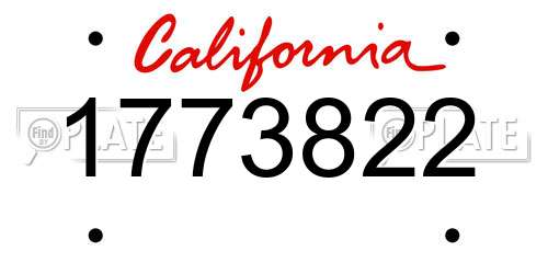 1773822 California License Plate