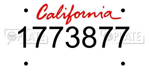 1773877 California License Plate