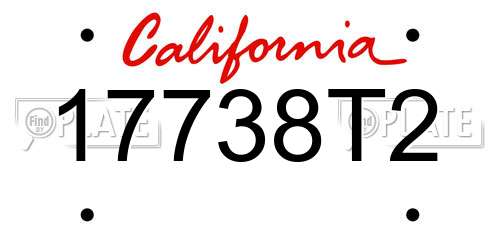 17738T2 California License Plate