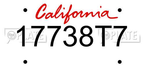 17738T7 California License Plate