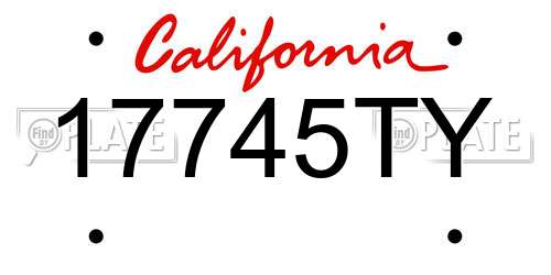 17745TY California License Plate