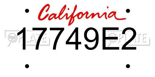 17749E2 California License Plate