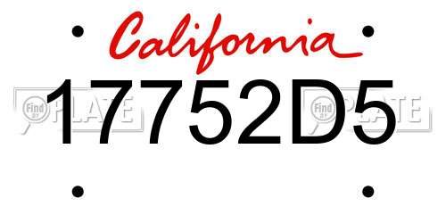 17752D5 California License Plate