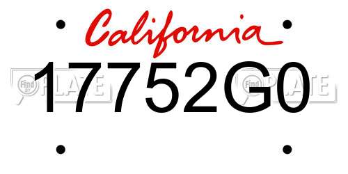 17752G0 California License Plate