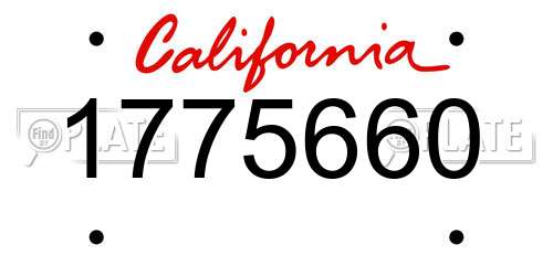 1775660 California License Plate