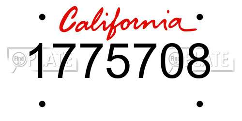 1775708 California License Plate
