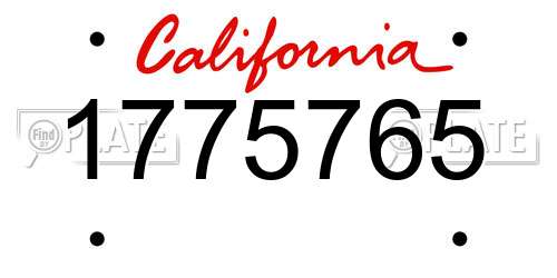 1775765 California License Plate