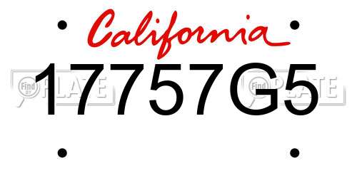 17757G5 California License Plate