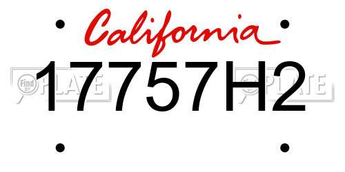 17757H2 California License Plate