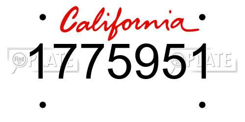 1775951 California License Plate