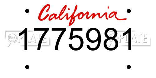 1775981 California License Plate