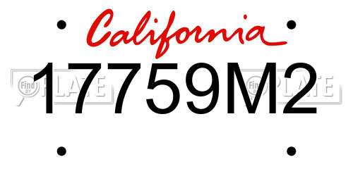 17759M2 California License Plate