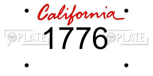1776 California License Plate