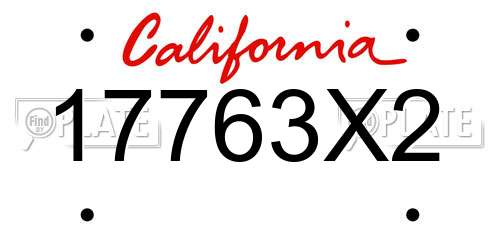 17763X2 California License Plate