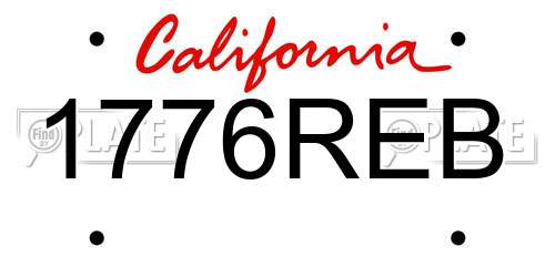 1776REB California License Plate