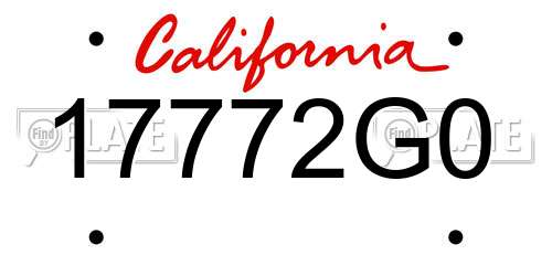 17772G0 California License Plate