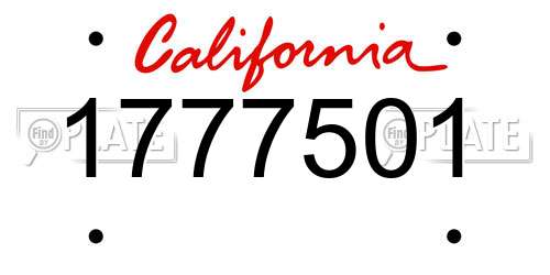 1777501 California License Plate