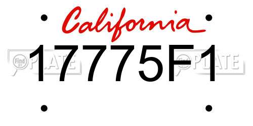 17775F1 California License Plate
