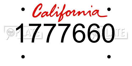 1777660 California License Plate