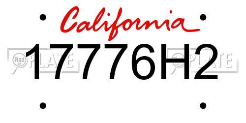 17776H2 California License Plate