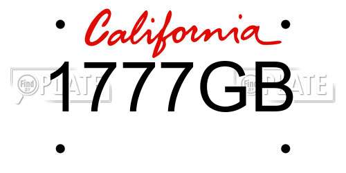 1777GB California License Plate