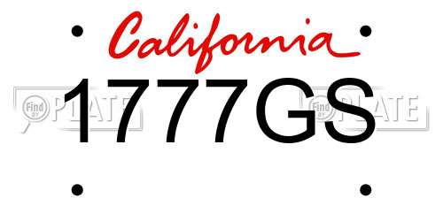 1777GS California License Plate