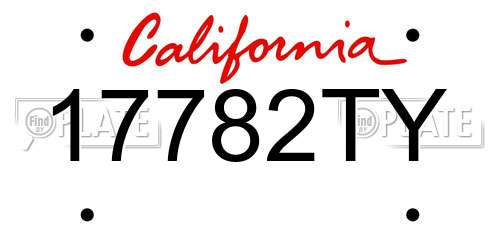 17782TY California License Plate