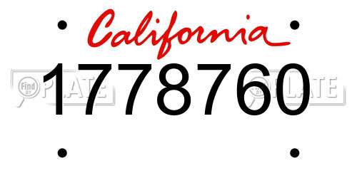 1778760 California License Plate