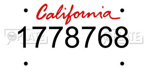 1778768 California License Plate
