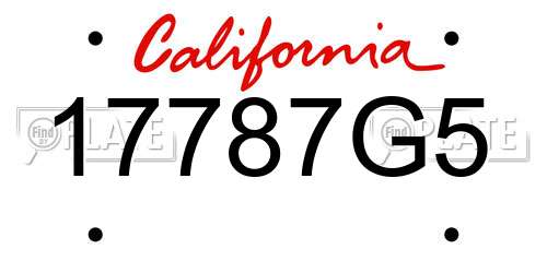 17787G5 California License Plate