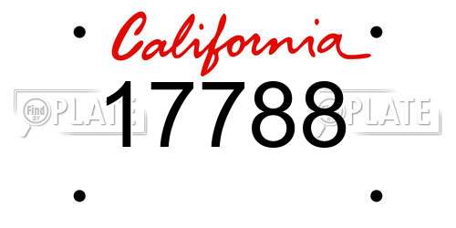 17788 California License Plate