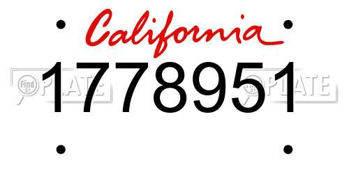 1778951 California License Plate