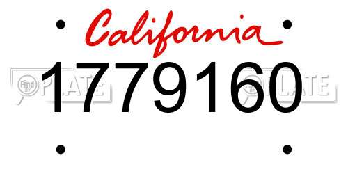 1779160 California License Plate