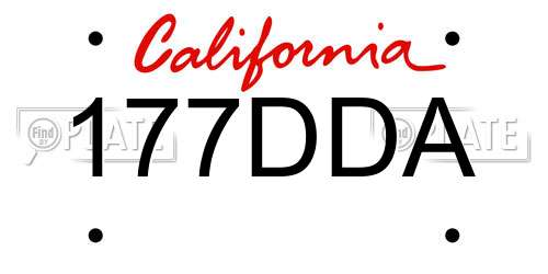 177DDA California License Plate